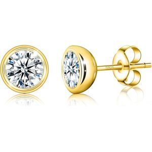 Bezel Vintage 18k plated 925 sterling silver 1 Carat Diamond Moissanite Earrings